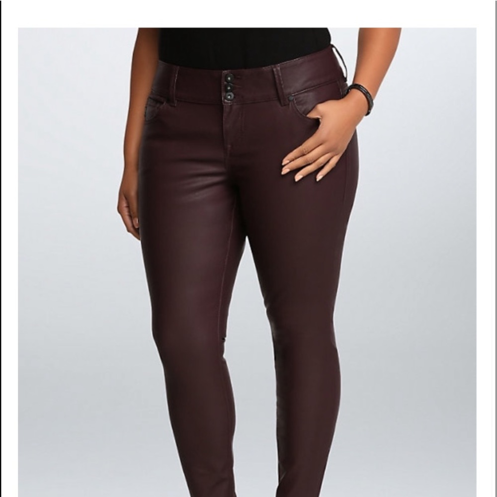 Torrid faux leather oxblood jegging